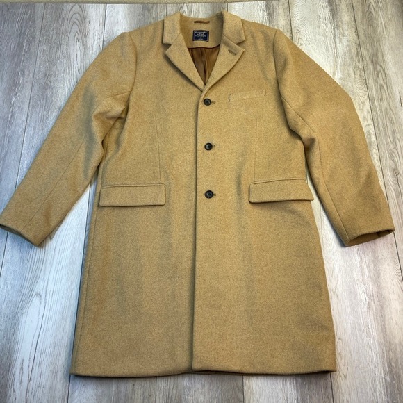 Abercrombie & Fitch Other - Abercrombie & Fitch Overcoat Mens XL Beige 3 Button Coat Topcoat Wool Blend Men